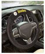 NFL Black Steering Wheel Cover Easy Grip Stretchy Fabric Material With T... - £10.37 GBP+