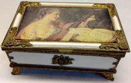 Trinket Music Box French Portrait Passementerie Ormolu Vanity Antique Lo... - $94.05