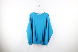 Vintage 90s Streetwear Womens Large Faded Blank Crewneck Sweatshirt Blue... - $39.55
