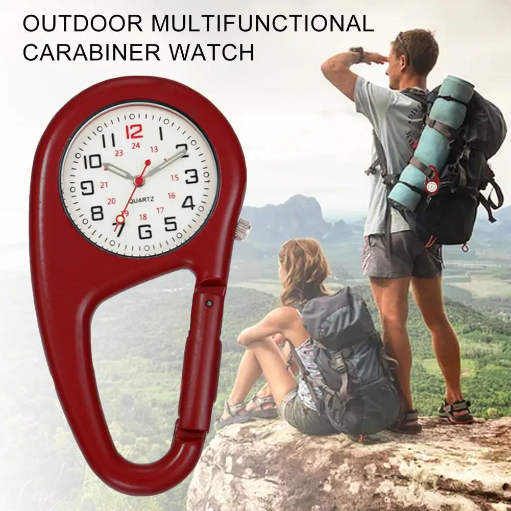 Carabiner Watch Unisex Night Light Alloy Quartz Watch Backpack Belt Pocket Clip - £12.44 GBP