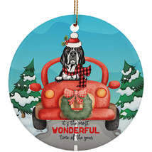 Cute English Pointer Dog Riding Red Truck Ornament Christmas Gift For Dog Lover - £13.45 GBP