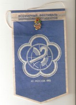 USSR Sports Pin on Flag Pennant 12th Youth International Festival Moscow 1985 - £9.87 GBP