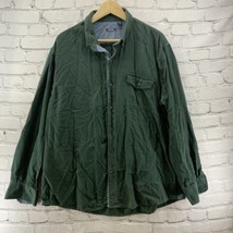 Vintage Izod Button Down Shirt Mens Sz XL Green Flannel  FLAW - £13.95 GBP