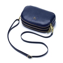 Stylish Three-Layer Zipper Cow Leather Shoulder Bag Women&#39;s  Handbags Crossbody  - £30.16 GBP