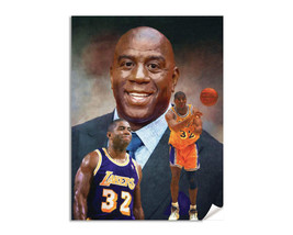 Earvin Magic Johnson LA Los Angeles Lakers NBA Basketball Player Art Pri... - $24.99+