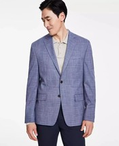 Michael Kors Kent Sport Coat Mens 38R Blue Classic-Fit Plaid Fully Lined... - $56.99