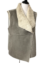 Dylan Los Angeles Faux Fur Suede Vest XL Gray Cream Soft Lightweight Com... - $25.88