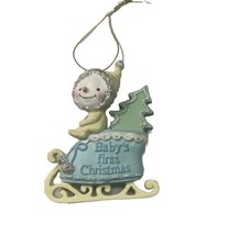 Demdaco Unisex Baby&#39;s First Christmas Baby Sleigh Hanging Ornament Gift tag - £7.44 GBP