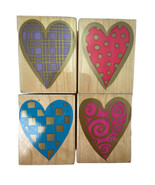 Heart Valentine Rubber Stamps Set of 4 Hero Arts Spiral Dot Plaid Checke... - $17.19 CAD