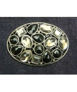 WESTERN Diva OVAL Belt Buckle -Bevel Set faceted Blac &amp; smoky topaz glas... - $42.95