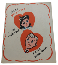 Vintage Valentine Card I Like Your Eyes and Hair I Like You Everywhere 1... - $9.99