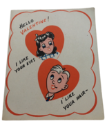 Vintage Valentine Card I Like Your Eyes and Hair I Like You Everywhere 1... - £7.86 GBP
