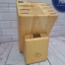 Harris Teeter Kitchen Knife Block Wood Butcher Block Style 10 Slots 11" - $11.40