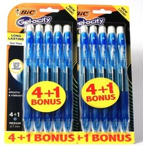 2 Packs Bic Gel-Ocity Medium 0.7 mm Blue 5 Count Long Last Retractable Gel Pen - £18.80 GBP