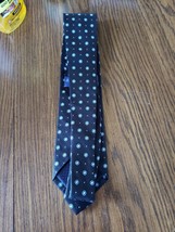 Tom James Executive Collection All Silk Black with Blue Dots Necktie Tie  - £7.77 GBP