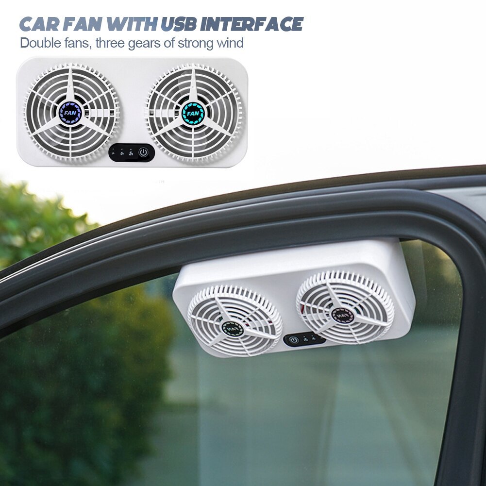 Car USB Power Auto Window Fan Air Vent Cooling Fan Ventilation Cooler Ra... - $65.99