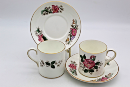 Pink Floral Wedgwood Bone China Charnwood Demitasse 2 Cup Saucer England... - $23.79