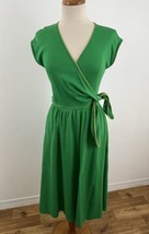 Vintage DVF Diane Von Furstenberg Women&#39;s 10 Wrap Dress Green Knit Yello... - £55.30 GBP