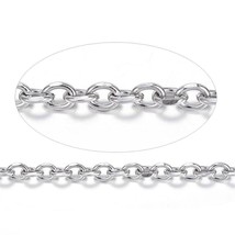 3-4mm Stainless Steel Necklace Chain Oval Link Men Women Lobster claw - £3.98 GBP