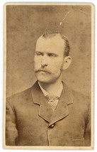 CIRCA 1800&#39;S CDV Handsome Rugged Man Mustache Suit &amp; Tie Service Bridgeton, NJ - £9.73 GBP
