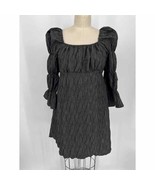 NWT Ghospell Crate Milkmaide Mini Dress Sz S Black 3/4 Sleeve Ruched - £38.59 GBP