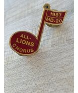 Vintage Lions Club Lapel Pin 1987 All Chorus MD-20 Song Red 1.5&quot; - €19,75 EUR