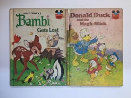 2 Vintage Books Walt Disney&#39;s Bambi Gets Lost/Donald Duck and the Magic Stick HB - £3.07 GBP