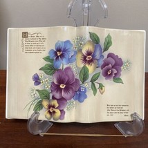 Vintage McNees Mold Open Book Lord&#39;s Prayer Pansies Tabletop Decor - $24.74