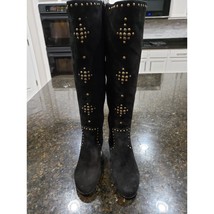 Array Knee High Boots Womens 8W Black Suede Round Toe Studded Block Heel... - $49.50