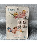1940s? Vintage Lucky Day 5 of 6 Carded Genuine Pearl Sewing Buttons Pink... - $462.61 MXN