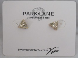 PARK LANE petite golden pyramid CLEO Pierced Earrings with mini crystals - £27.17 GBP