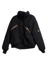 POST CARD Mens Coat Black Ski Insulated Bomber Jacket Hidden Hood Sz 52 ... - £75.54 GBP