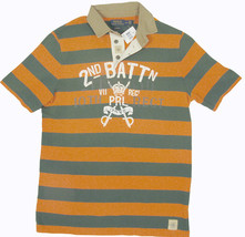 NEW Polo Ralph Lauren Rugby Style Polo Shirt! Green &amp; Orange Stripe Cust... - £51.76 GBP