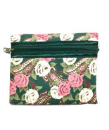 Vintage 80s Coin Purse Small Zippered Fabric Pouch Floral Cosmetic Makeu... - $15.97 CAD