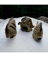 Set Of 3 Fish Candleholders Tea Light  Ceramic Glazed Earth Tone Cut Out... - $39.59