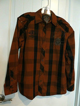 Raiders Jean Company Plaid Long Sleeve Shirt Size L Rust brown and black  - $14.84