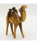 Vintage Wooden Nativity Holy Land Camel Jugs Gold Color Chain Hand Carved - $15.84