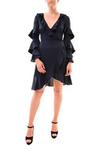 KEEPSAKE Womens Dress Love Bound Wrap Elegant Stylish Long Sleeve Navy Size S - £38.00 GBP