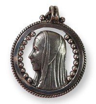 Vintage Virgin Mary Circular Holy Charm Pendant Madonna Our Lady of Lourdes - £46.46 GBP