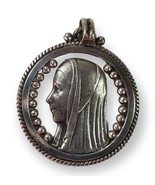 Vintage Virgin Mary Circular Holy Charm Pendant Madonna Our Lady of Lourdes - £45.76 GBP