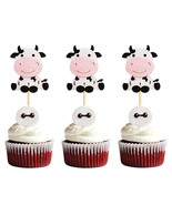 24 Pack Cow Cupcake Toppers Happy Birthday Decorations For Cow Farm NEW - £9.69 GBP