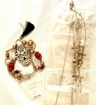 Dia De Los Muertos Sugar Skull Jewelry Bundle Necklace Bracelet And Earrings - £15.81 GBP