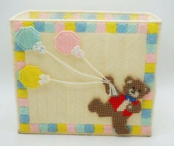 Cross Stitch Bear Teddy Diaper Stacker Nursery Baby&#39;s Room Shower Gift - £19.54 GBP