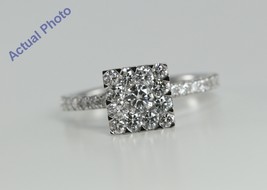 18k White Gold Round Square Shaped Diamond Ring (1.12 Ct G SI2 Clarity) - £1,718.34 GBP