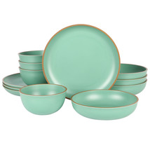 Gibson Home Rockabye 12 Piece Double Bowl Melamine Dinnerware Set in Green - $1,781.54 MXN