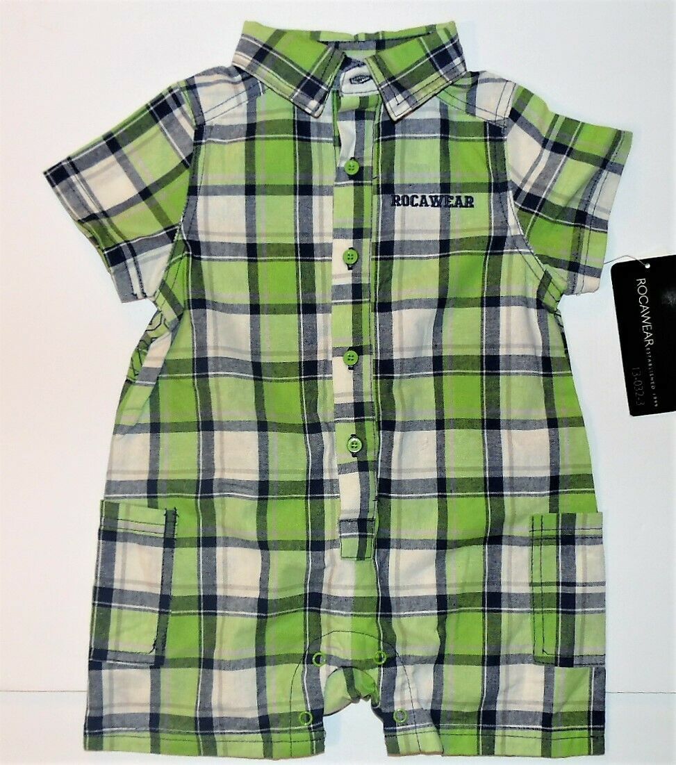 Primary image for Rocawear Infant Boys One Piece Plaid Romper Size 12M NWT