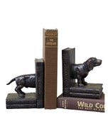 Dachshund Dog Bookend Set 5.1&quot; High Deep Brown Color Poly Stone Library ... - $67.22 CAD