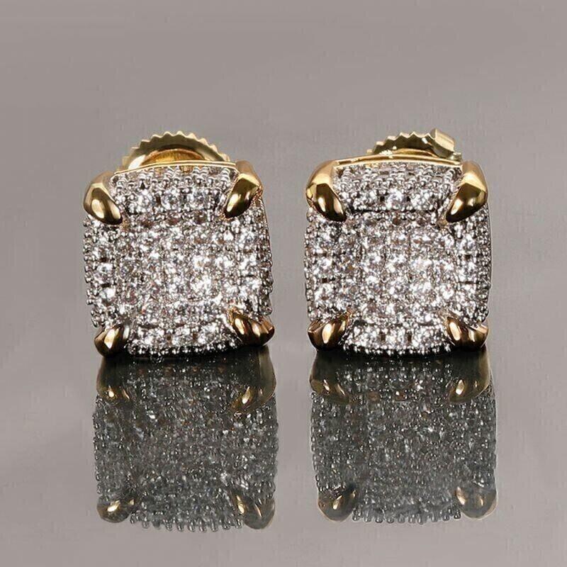 2.00Ct Round Cut Lab Created Diamond Men's Stud Earring 14K Yellow Gold Plated Item image 3