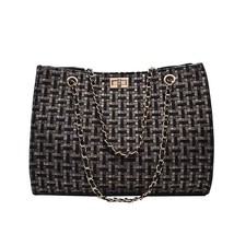  Female Handbags Designer Canvas Knitting Shoulder Bags  Fashion Ladies Chain To - £28.47 GBP