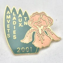 AMVETS Ladies Auxiliary Tennessee Gold Tone Enamel USA Veteran 2001 Pin - $9.95